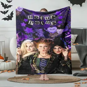 Hocus Pocus Flannel Blanket Winnie Sanderson Thackery Binx Soft Cozy Throw For Couch Bed Travel Lightweight All Season Halloween Christmas Gift