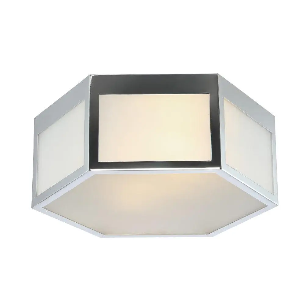 JONATHAN Y Minimo Minimalist Home Hexagonal Ceiling Light - Classic Metal/Frosted Glass LED Flush Mount, Home Decor Light for Living Room, Bedroom, Led Lighted