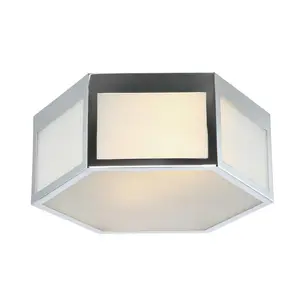 JONATHAN Y Minimo Classic Hexagon Metal/Frosted Glass LED Flush Mount; for Living Room,Bedroom, Kitchen, Office