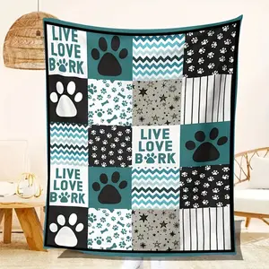 Dog Scratch Bone Print Cover Blanket, Flannel Soft Warm Plush Lightweight Blanket for Men and Women, Pets, Suitable for Beds, Sofas, Chairs, Outdoor Pet Decoration