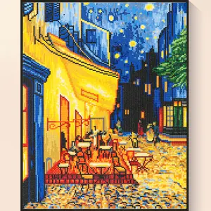 Van Gogh's Café Terrace at Night Diamond Painting Kit, Famous Art Reproduction Diamond Art for Adults, DIY Crystal Rhinestone Painting for Home Wall Decor Autumn Gift