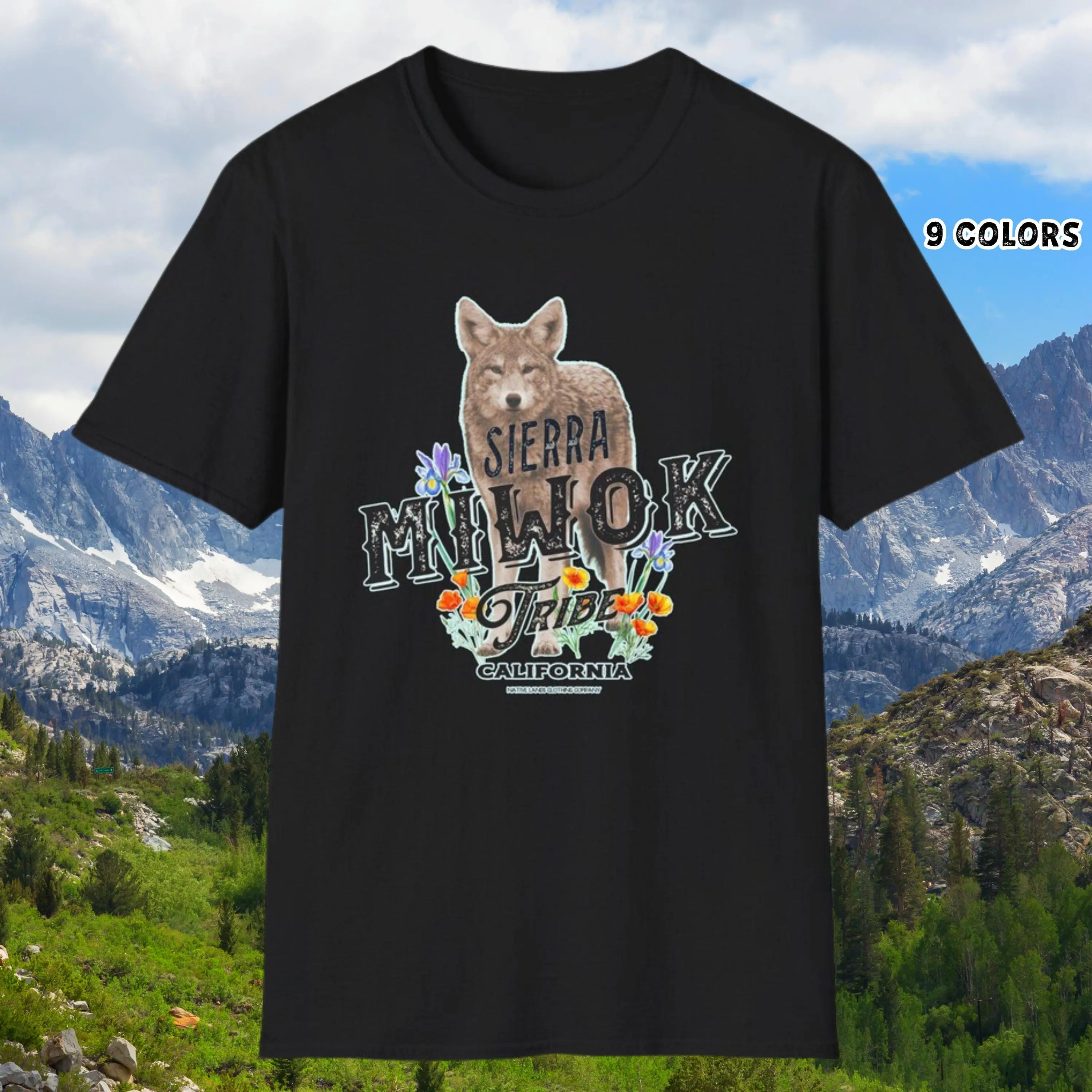 Sierra Miwok Tribe Shirt – First Nations Indigenous Tee | Native American Cotton Shirt | Coyote Design