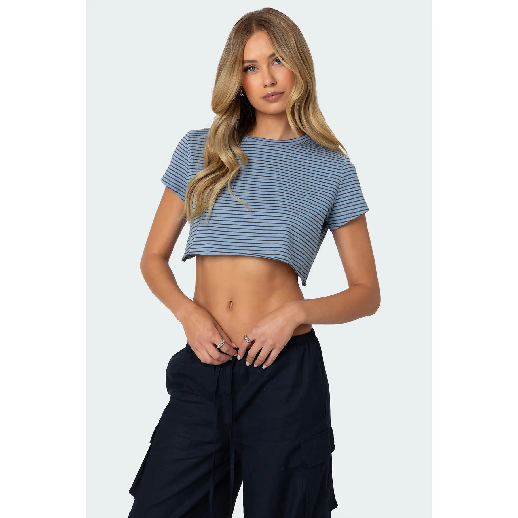 Stripey Cropped T Shirt