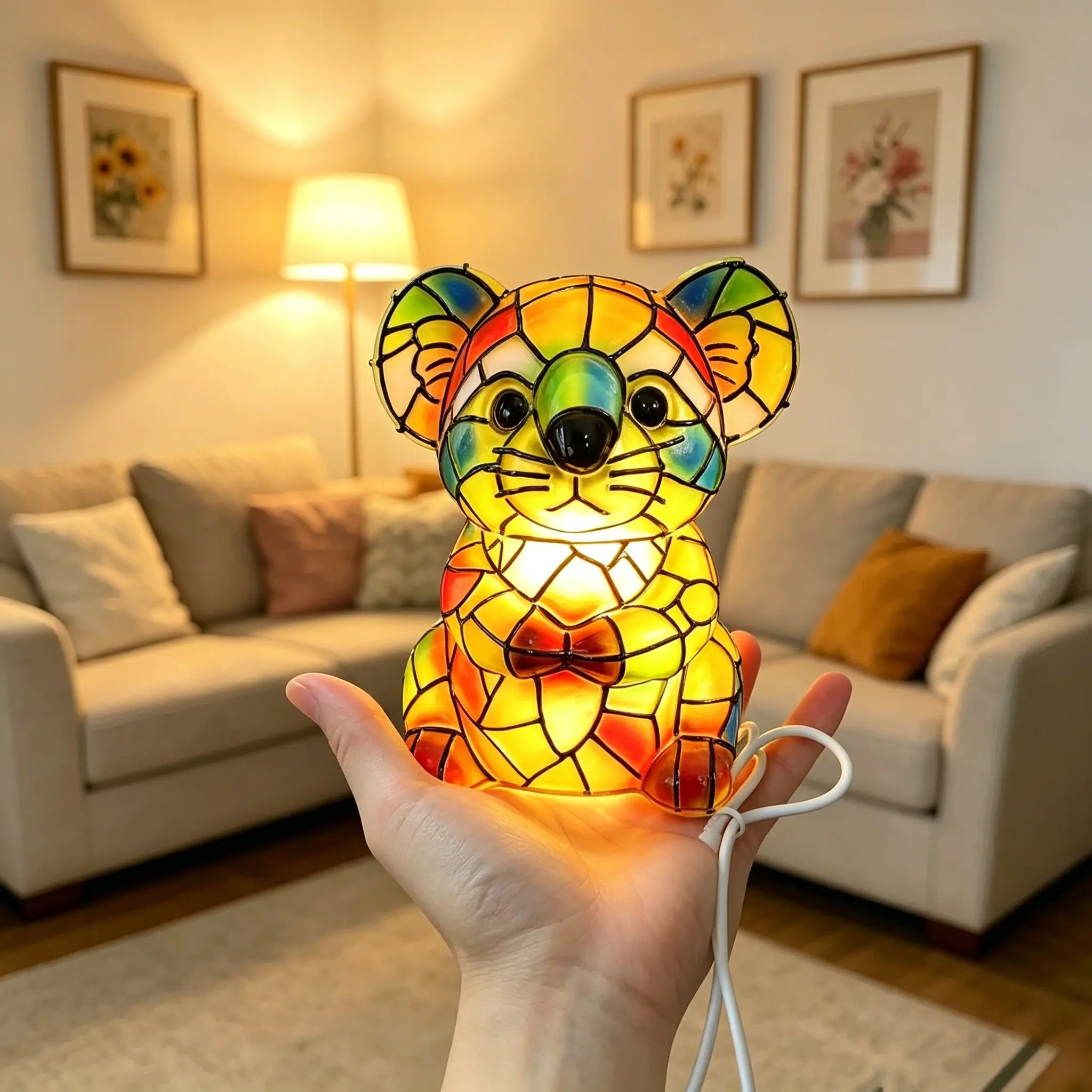 1pc Cute Animal Koala Resin Night Light, Creative Home Bedroom Desktop Ambient Light Ornament
