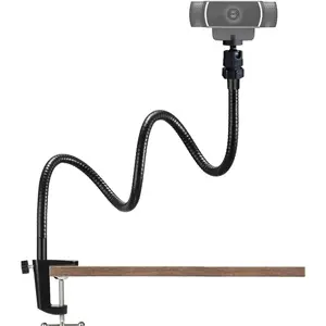 Webcam Stand Holder 27" Adjustable Gooseneck Desktop Camera Desk Clamp Mount for Logitech Webcam C925X, C922, C930e, C930, C920, C615, Etc. (1/4" Threaded)