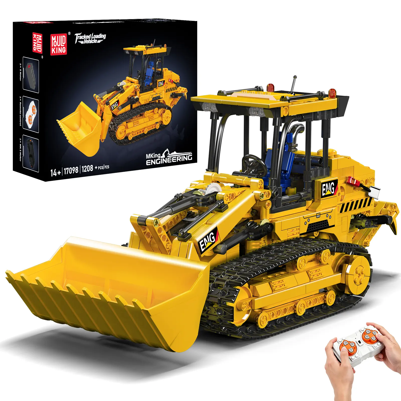 Mould King 17098 Tracked Loader Building Kit — Over 1,208 pieces — Remote-controlled construction vehicle — Suitable for adults and teens aged 14 and up