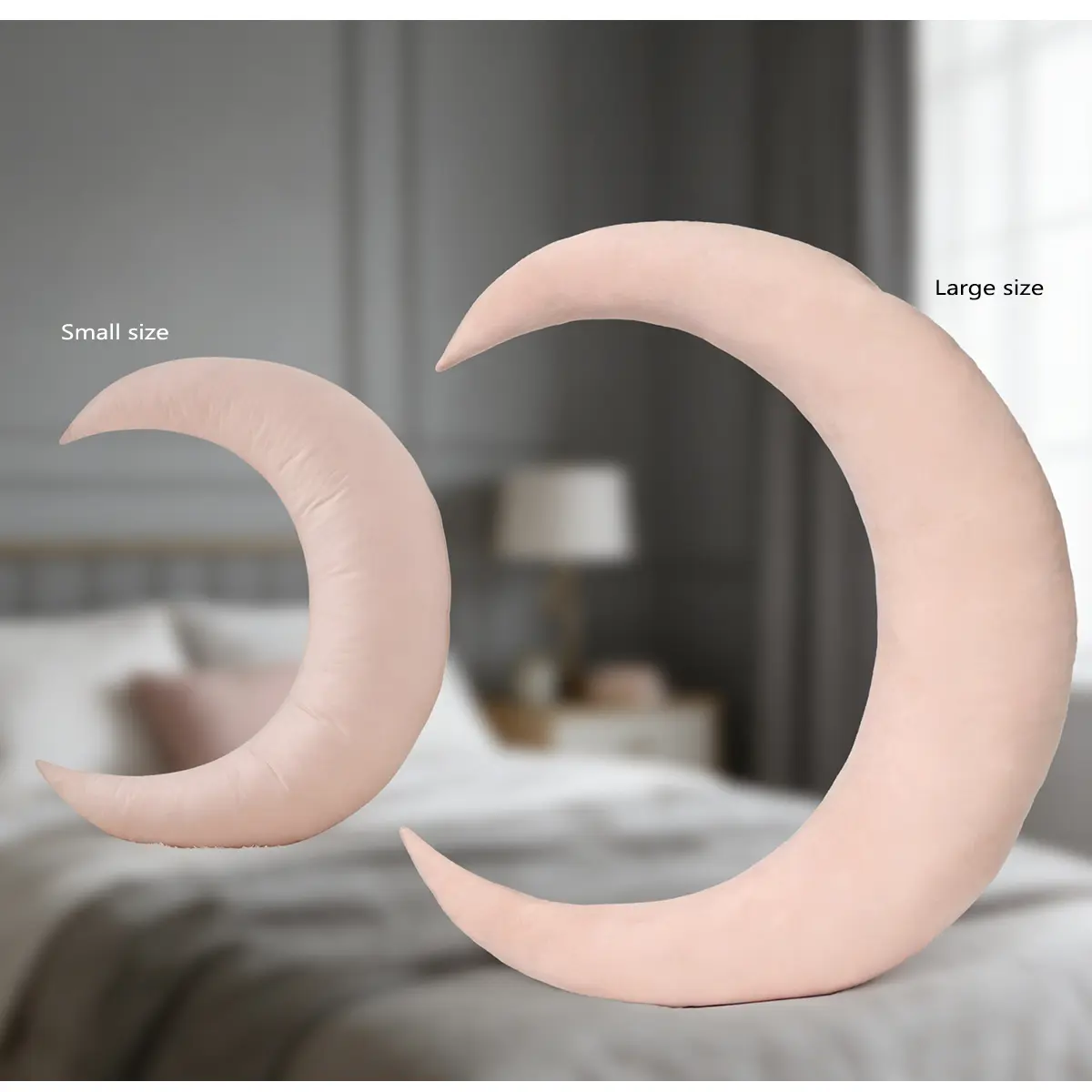 Moon Shape Polyester Plush Pillow - Skin-Friendly Soft Fluffy Cushion for Bedroom, Sofa Decor, Hand Wash Only, Pillows