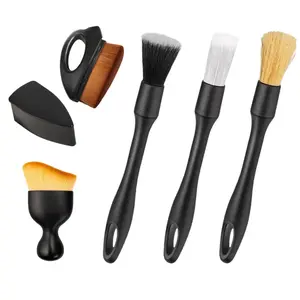 Set of 5 Car Interior Cleaning Brushes with Storage Bag, Body Wheel Brush, Tire Gap Brush, Detailing Brush, Essential Car Care Tools, Car Detailing Accessories, Car Cleaning Kit, Car Cleaning Supplies, Car Detailing Products