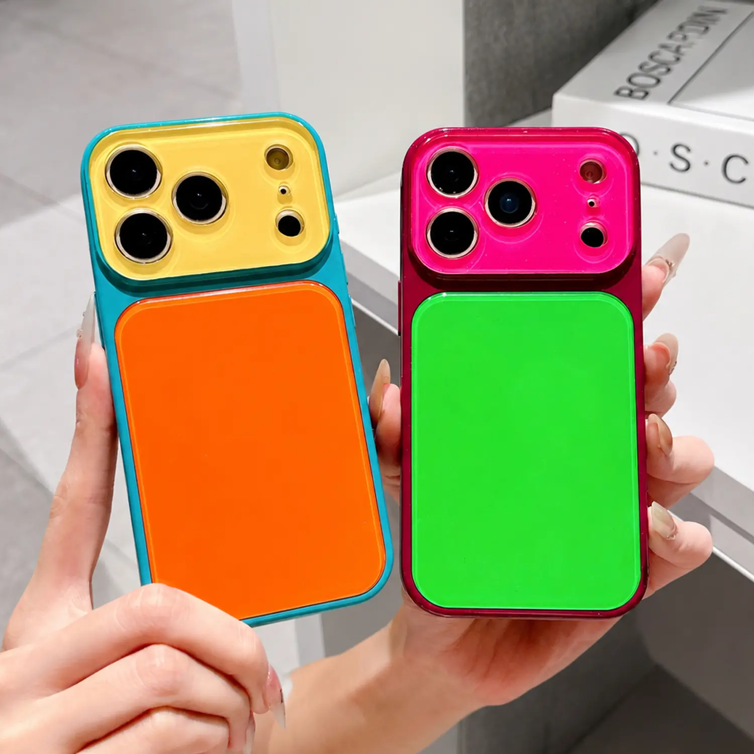 Dopamine Candy Color Phone Case for iPhone 17 Pro Max 16 15 14 Pro Max, Cute Colorful TPU+PC Acrylic Case, Shockproof Heavy Duty Protective Cover, Anti-Scratch Drop Resistant Phone Accessories