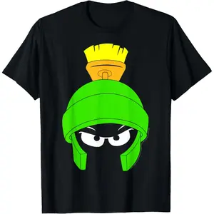 Looney Tunes Marvin The Martian Dark Big Face T-Shirt Cute Cartoon Animation Movie Unisex Fashion Cotton Breathable Street Style T-Shirt