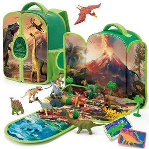 Portable Dinosaur Backpack Play Set with Foldable 3D Mat for Prehistoric Play / hahaland 52 PCS Mini Dinosaur Magnetic Blocks with Magnetic Case,Dinosaur Toys for Kids 3-5Year Old,Open Ended Toys for Christmas Birthday Easter Gifts