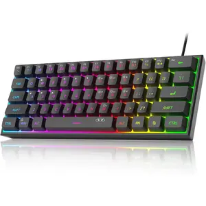 MageGee Mini 60% Gaming Keyboard, RGB Backlit 61 Key Ultra-Compact Keyboard, TS91 Ergonomic Waterproof Mechanical Feeling Office Computer Keyboards for PC, MAC, PS4, Xbox ONE Gamer(Black)