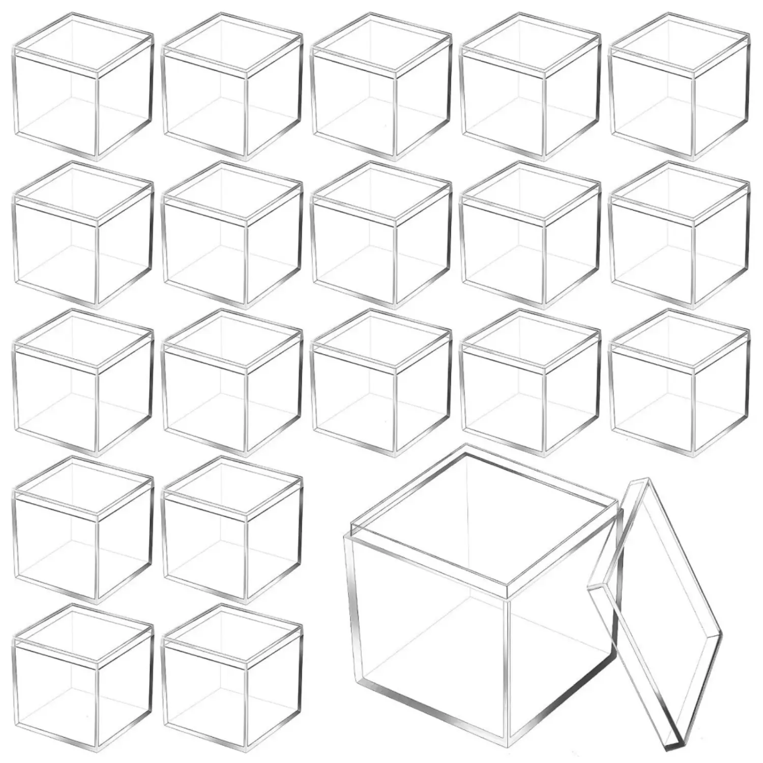 30 Pack Mini Clear Acrylic Boxes with Lid, 2"x2"x2" Square Cube Storage Containers, Reusable Small Gift Boxes for Candy, Jewelry, Tiny Trinkets, Party Favors, Display & Organizing - Home Improvement.