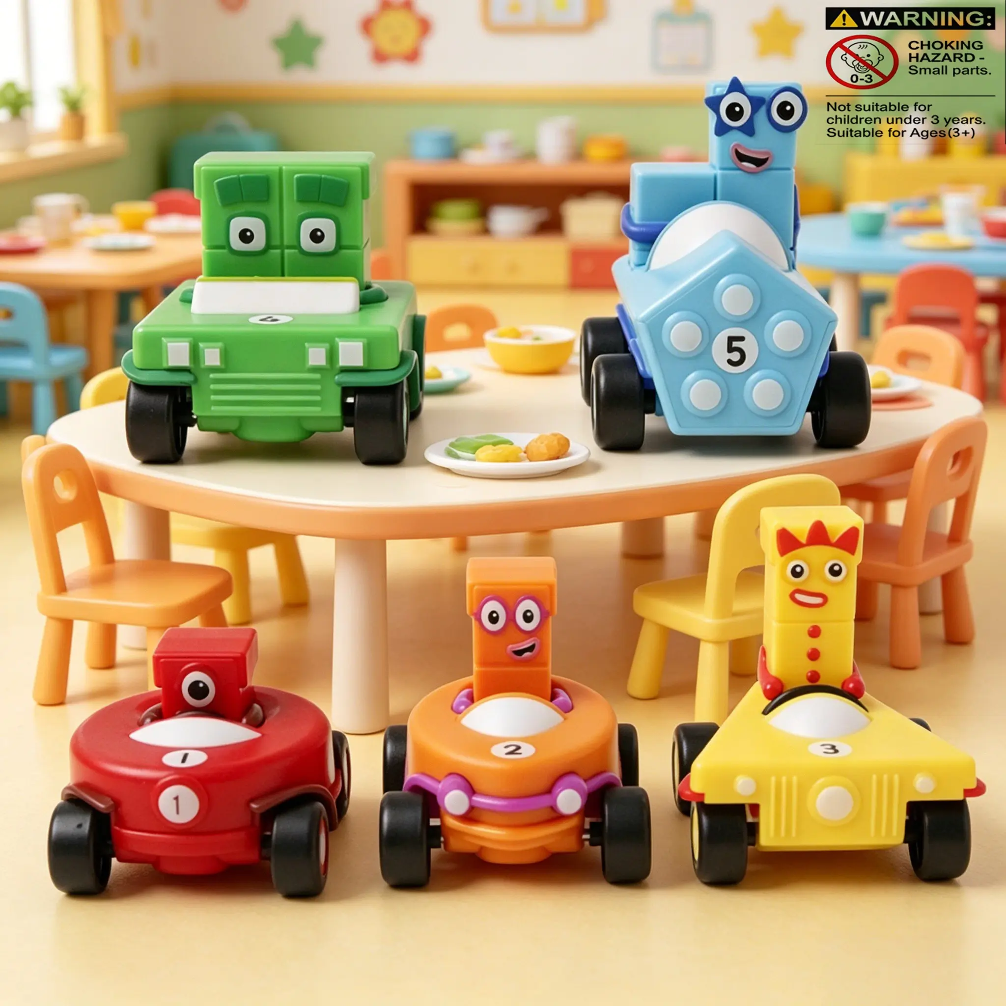 Educational Building Blocks Set, Cartoon Number Figures 5-Piece Kit, Desktop Micro Landscape Decor, Assembly Model Toy