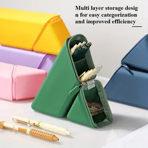 1 stylish silicone pen container, folding large-capacity expandable vertical pencil box for desktop office study, portable and high-quality design, suitable for birthday gifts, study rewards or teachers' day students and offices.