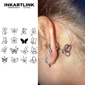 INKARTLINK Tattoo Tech, 2 Sheets Semi-Permanent Temporary Tattoos, Line Design-8, Adult Art Design,Lasts 1-2 Weeks, Waterproof, Realistic Look, No Adhesive, No Reflection,For Man And Woman,Ideal for Swimming, Party