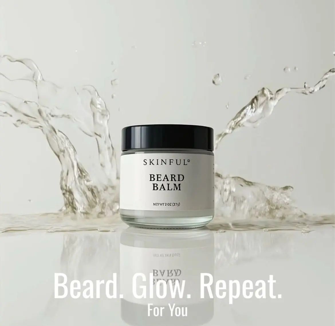 Skinful All-Natural Beard Balm for Men - Softening Hydrating Beard Conditioner for Beard Growth - 2oz - Hypoallergenic Organic Blend with Coconut Sunflower & Beeswax - US Made Hair Care Daily