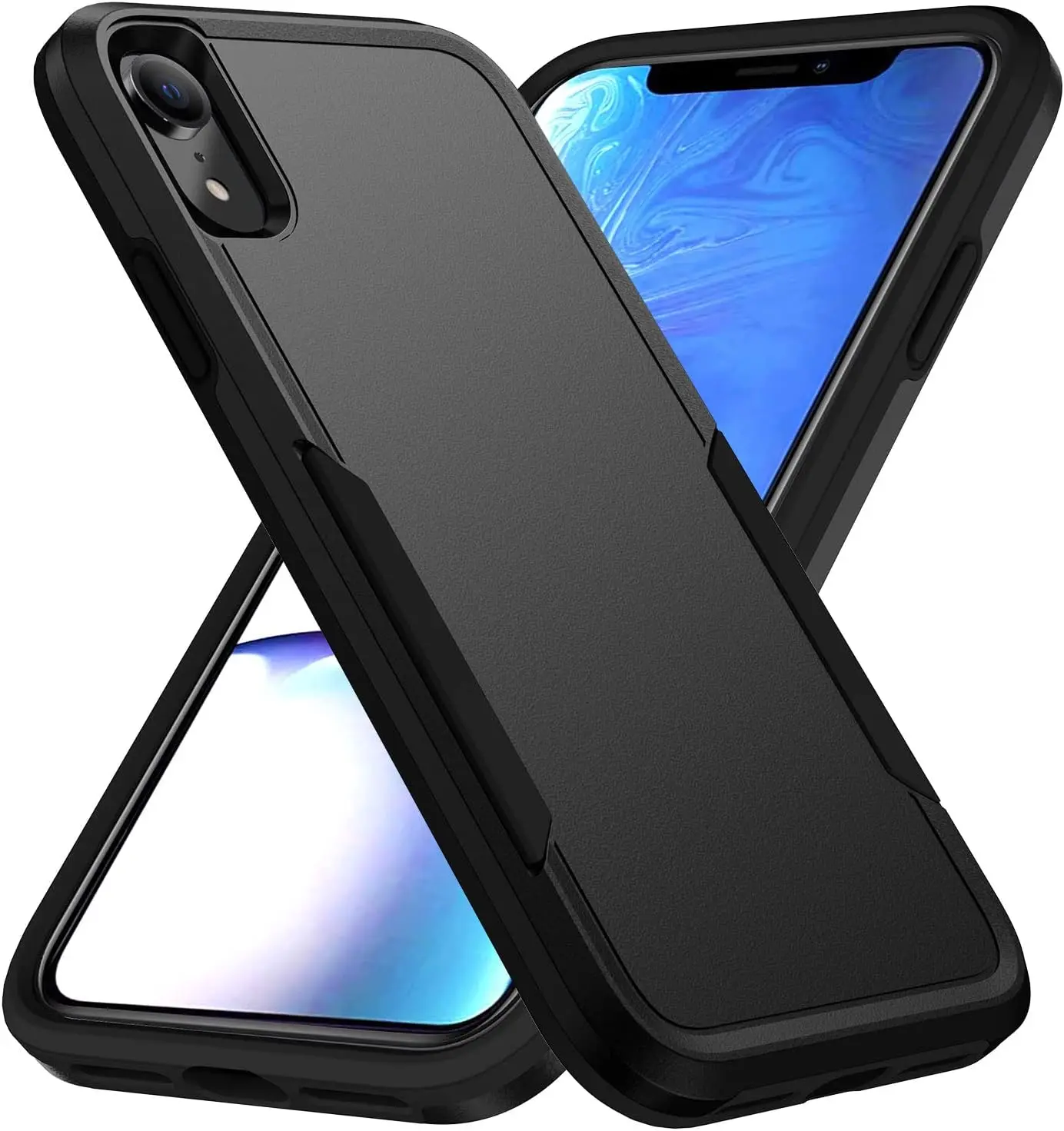 Compatible with Iphone XR Case, Heavy Duty Protection Shockproof Dropproof Dustproof Anti-Scratch Phone Case Cover for Xr -Black Hsefo