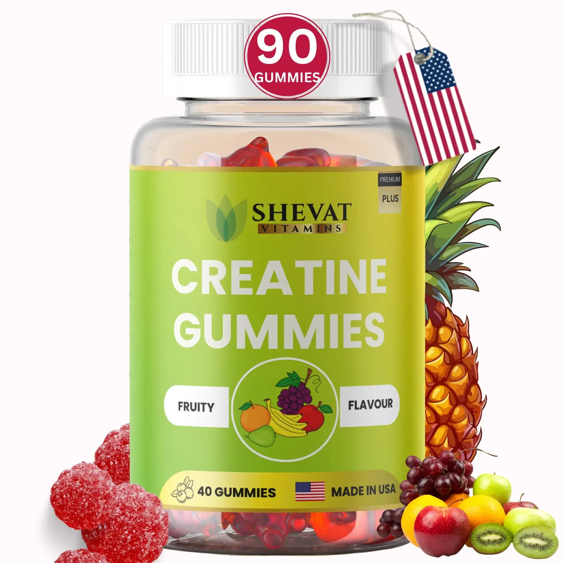 Premium Creatine Gummies for Men & Women – Supports Muscle Growth, Recovery & Performance – 40 Chewable Gummies with Fast Absorption & No Melting Formula