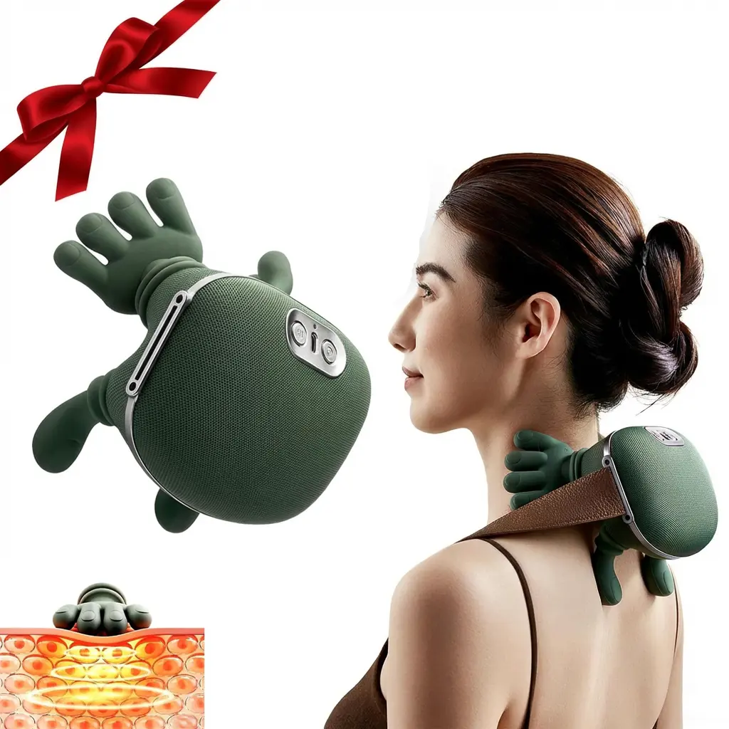 Wireless Heated Neck Massager - 3D Deep Tissue Muscle Massager with Neck Shoulder Relaxer, Lightweight Rechargeable, Travel & Office Use, Shoulder Pain Relief, Mother’s Day Gift for Mom, Deep Tissue Muscle Massagers