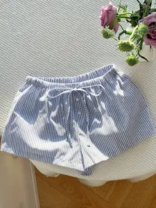 Women's Summer Casual Striped Drawstring Waist Shorts