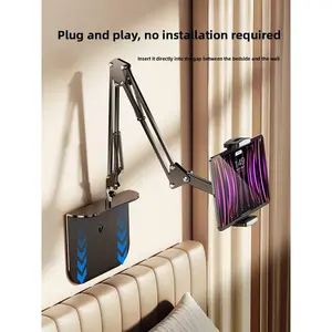 Universal Multi-Functional Hidden Clip-Free Phone Mount, Tablet/iPad Holder Accessories for Bedside/Desktop Use, Ideal for TV Watching & Live Streaming Lazy Home Organizer Storage Rack