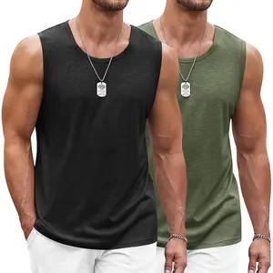 Men's Workout Tank Top 2 Pack Casual Soft Sleeveless Gym Muscle Shirts Bodybuilding Tee mens activewear