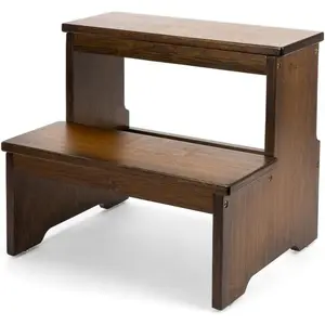 Two Step Stool for Adults and , Bed Stepstool with Anti-Slip Bottom, Heavy Duty for Kitchen, Bathroom, Bedside Step Stool, Wooden Step Stairs 350 lbs Capacity