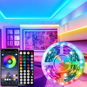 USB Powered LED RGB Strip Light, 1 Count 5V 44 Keys Remote Control & APP Control Music Sync LED Strip Light, Decorative Light for Home Party, Smart Led Lights