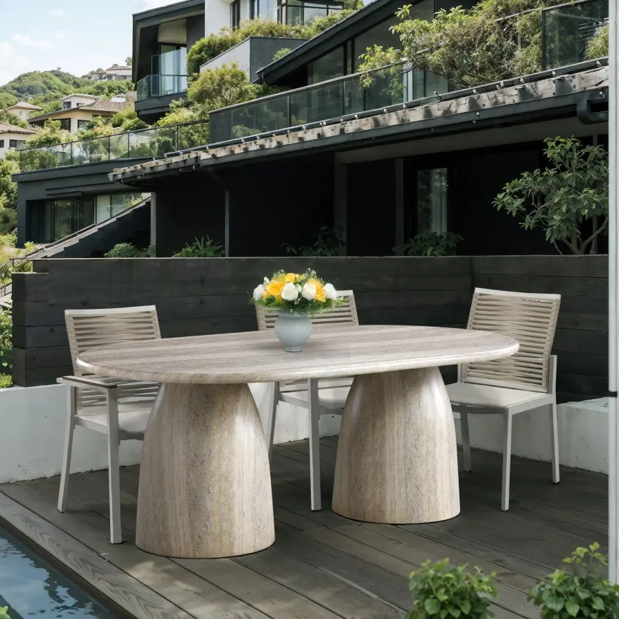 Cosenza Travertine Finish Indoor / Outdoor Concrete Dining Table 2 Legs
