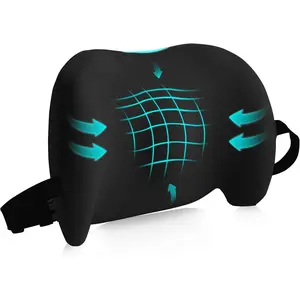 Lumbar Pillow for Office Chair, Car Lumbar Pillow Back Pain Relief, Back Cushion with Straps, Ergonomic Chair Back Pillow for Gaming Chair, Car, Bed (A-Black)