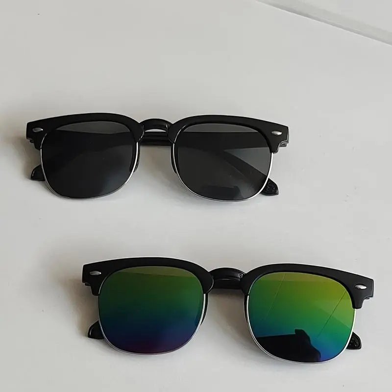 Youth Fashion Oversized PA-Polyamide Eyewear Frames - 1/2pcs Stylish Female Glasses with Metal Rivets, Blue Light Blocking Lenses, Lightweight Design