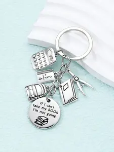 Fashion Classic Book Bag Calculator Keychain For Bags, Stainless Steel Tag Alloy, Traditional Campus Style, Campus Theme, Suitable for School Students Teachers Gifts