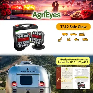 AgriEyes T312 Halo Wireless Trailer Lights Kit – Magnetic Rechargeable LED Tow Lights, 2.4GHz Stable Signal, Ultra-Bright LEDs, USB-C Fast Charge, Up to 9H Runtime, IP67 Waterproof, Portable for Trucks, Trailers & RVs, 1-Year Warranty