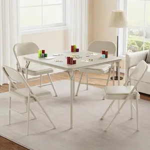 Folding Card Table, Portable Square Card Table, Foldable Tables, Mahjong Surface with MDF Top & Metal Legs, Portable for Dominoes, Puzzles, and Living Room Use(Only Table)