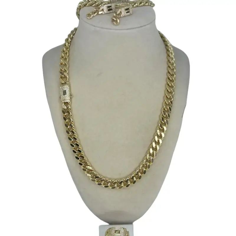Jewelry laminated gold accessories necklace, bracelet, earrings, ring.