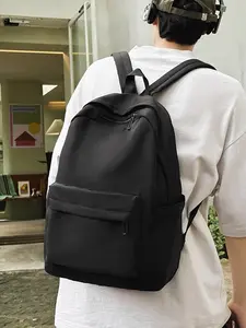 Casual Plain Zipper Backpack, Large Capacity Multi-layer Backpack, Fashionable Backpack for Men & Women, Versatile Simple Casual Backpack for Work & School, Durable Backpack