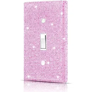 Wall Plates Light Switch Cover Decorative Outlet Covers, Shiny Silver Rhinestones Bling Wall Plate Cover Wall Plate Single Gang Toggle for Kitchen Bedroom Living Room Home Decor
