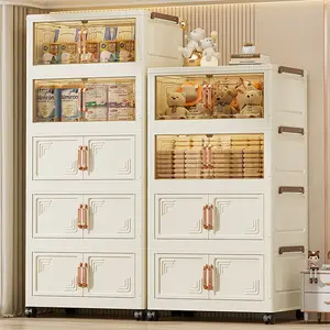 Baby Closet Storage Cabinet, Multi-Layer Plastic Organizer, No Installation Needed, Home Bedroom Clothes Blanket Holder