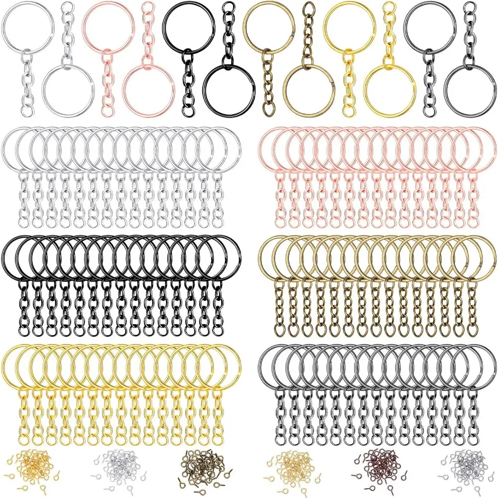 360Pcs Key Rings for Crafts Keychain Making Kit Including 90 Open Jump Rings Connectors,180 Small Screw Eye Pins Hooks for DIY Keychain Supplies(25 Mm,Mixed Color) summerwins