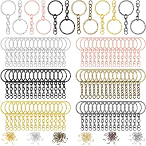 360Pcs Key Rings for Crafts Keychain Making Kit Including 90 Open Jump Rings Connectors,180 Small Screw Eye Pins Hooks for DIY Keychain Supplies(25 Mm,Mixed Color)