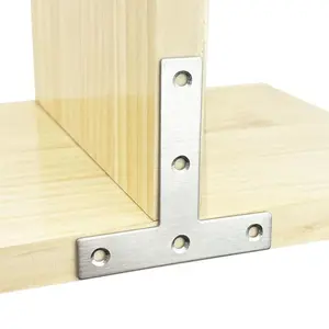 T-shaped/L-shaped Flat Bracket with Screws, Angle Brackets, Metallic Counterbore Design Bracket Support, Fastener & Hooks for Home & Office