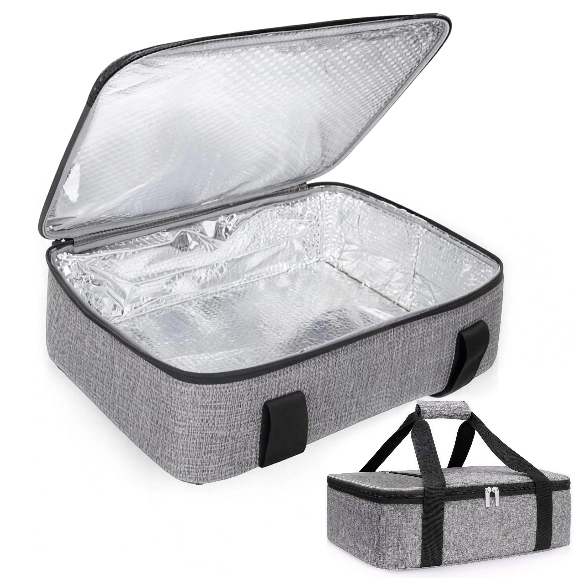 Large Thermal Insulation Casserole Carrier Bag with Lid, Hot-Cold Cooler Bag for 9"x13" to 11"x15" Baking Dishes, Easy-Carrying for Parties, Picnics
