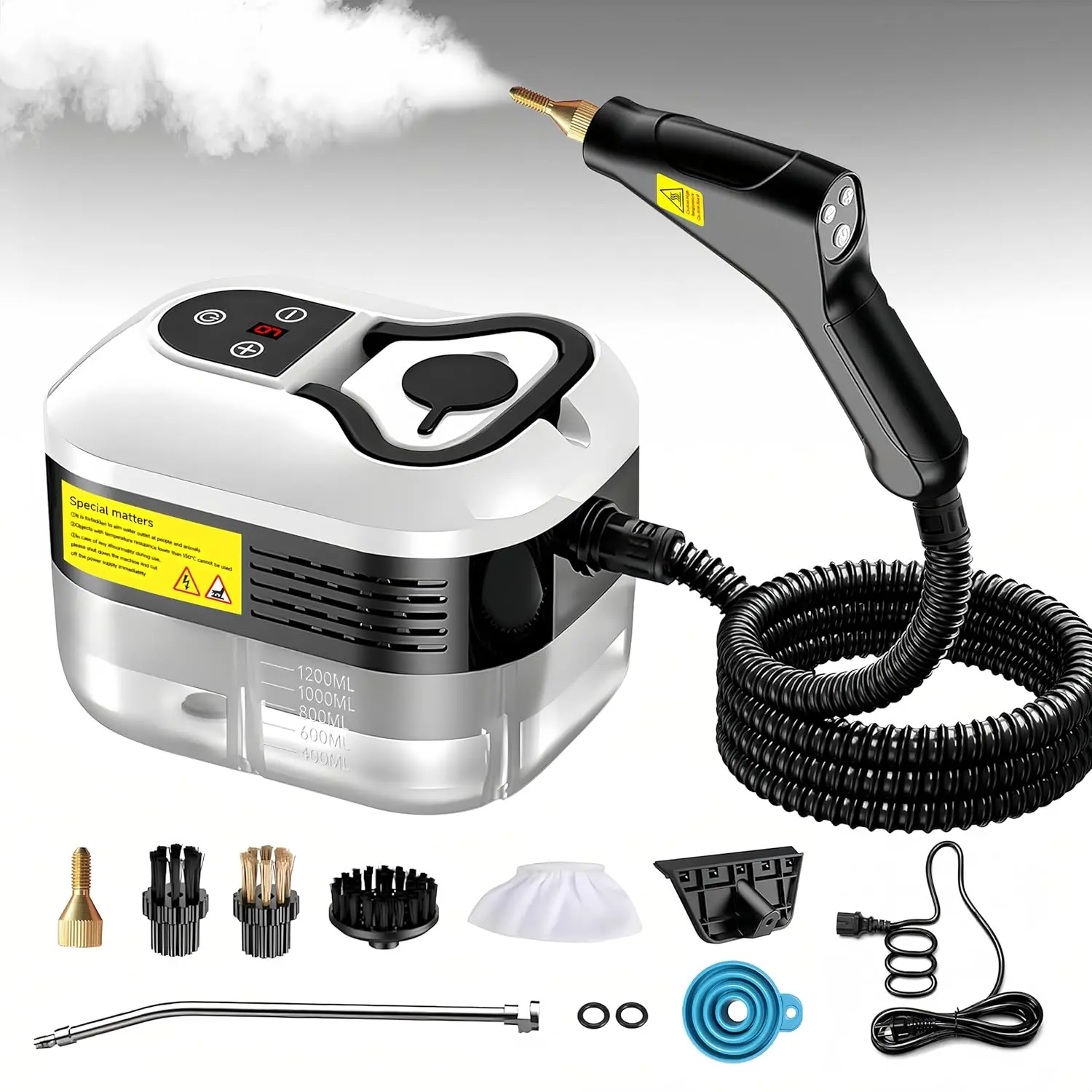 Primiorix 2500W Handheld Steam Cleaner, 15s Fast Heat-Up High Temp Pressurized Steamer, 1.2L Large Tank, Portable Steam Cleaning Machine for Home, Kitchen, Bathroom, Car, Grout & Furniture