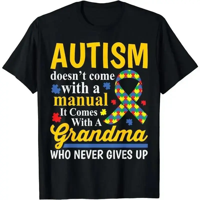 Autism Mom Doesn't Come With A Manual Women Autism Awareness T-Shirt Unisex Heavy Cotton Casual Comfortable Tee Everyday Crewneck OversizedArtWearLab