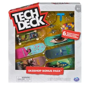 TECH DECK, Toy Machine Sk8shop Fingerboard Bonus Pack, Collectible and Customizable Mini Skateboards, Kids Toys for Ages 6 and up