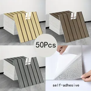 50 pieces of wood grain tiles, foam bumpers, waterproof self-adhesive wall panels, PVC stickers 30cmX30cm, suitable kitchen, living room, back wall, TV wall, vinyl wall panels, can be cut at will, DIY freely