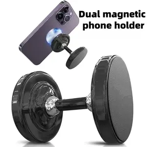 Magnetic Dual Head Phone Holder, Cell Phone Holder, Magnetic Mount for Car Dashboard, Wall, Truck, Gym, Universal iPad & iPhone Stand Kit