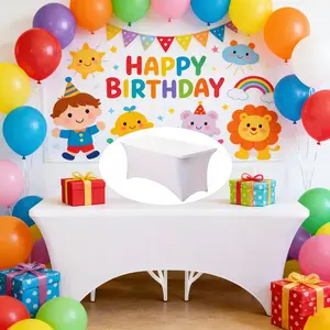 Tablecloths available in sets of 1 or 2; 6-foot rectangular spandex tablecloth for tables, elastic fit fabric (black/white/red), suitable for events, parties, weddings, banquets, dining, Easter, spring, indoor and outdoor use.