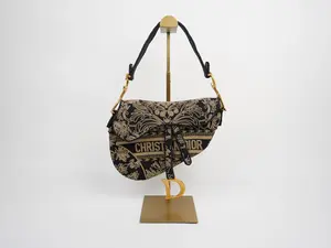 Pre-owned Dior canvas Shoulder Bags Ornamental Cornely Embroidered Medium Saddle Bag